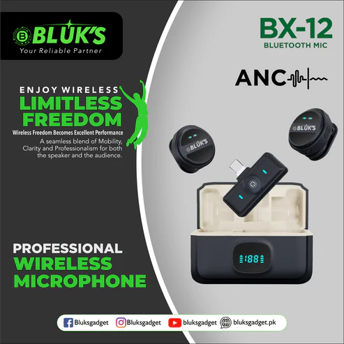BX-12 Professional Wireless Bluetooth Microphone ANC