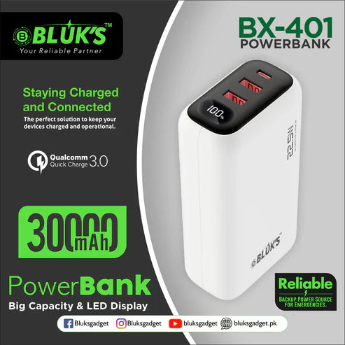 BX-401 Ultra Fast Charging Power Bank 30000mAh