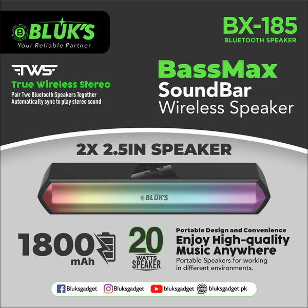BX-185 BassMax SoundBar Wireless Speaker