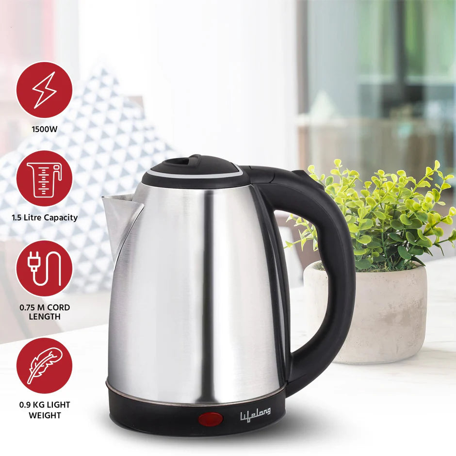 Stainless Steel Electric Kettle – Fast Boil Water Heater 1.8L