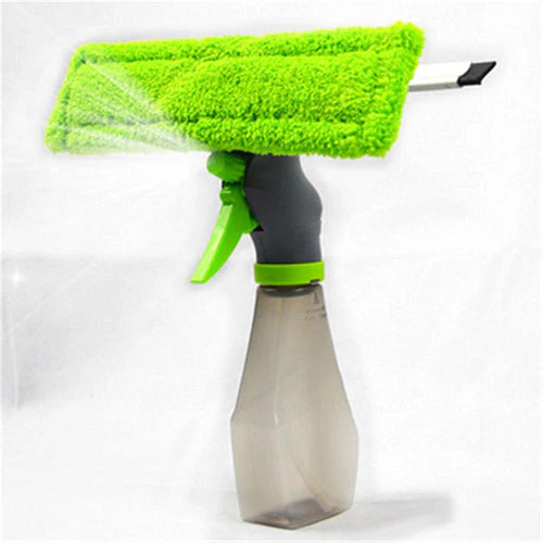 3-in-1 Spray Window Cleaner – Glass Wiper with Built-In Bottle