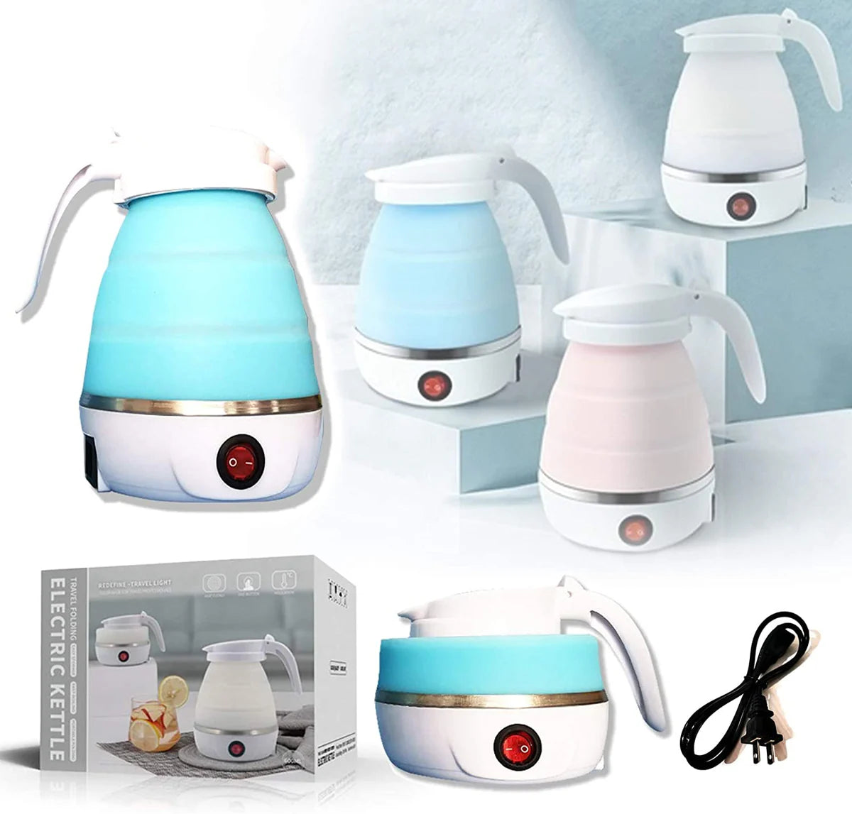Travel Folding Electric Kettle – Portable Silicone Hot Water Boiler