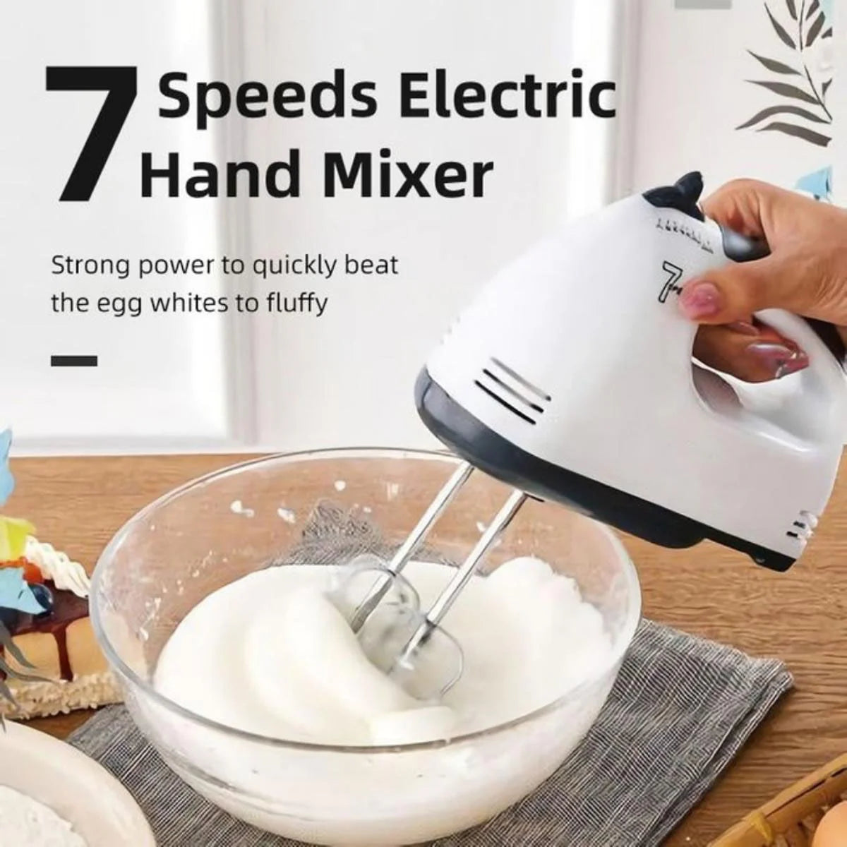 Super 7-Speed Hand Mixer – Powerful Electric Kitchen Beater