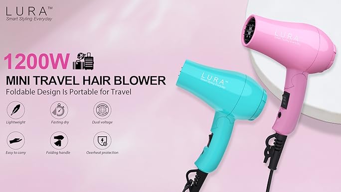 Mini Portable Hair Dryer – Foldable Travel Dryer (Pink Color)