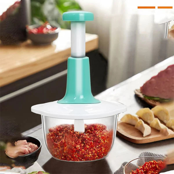 Handheld Vegetable Chopper – Manual Hand Press Food Cutter