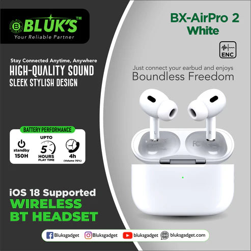 BXAirPro2 – White | ENC | Extreme Sound Clarity