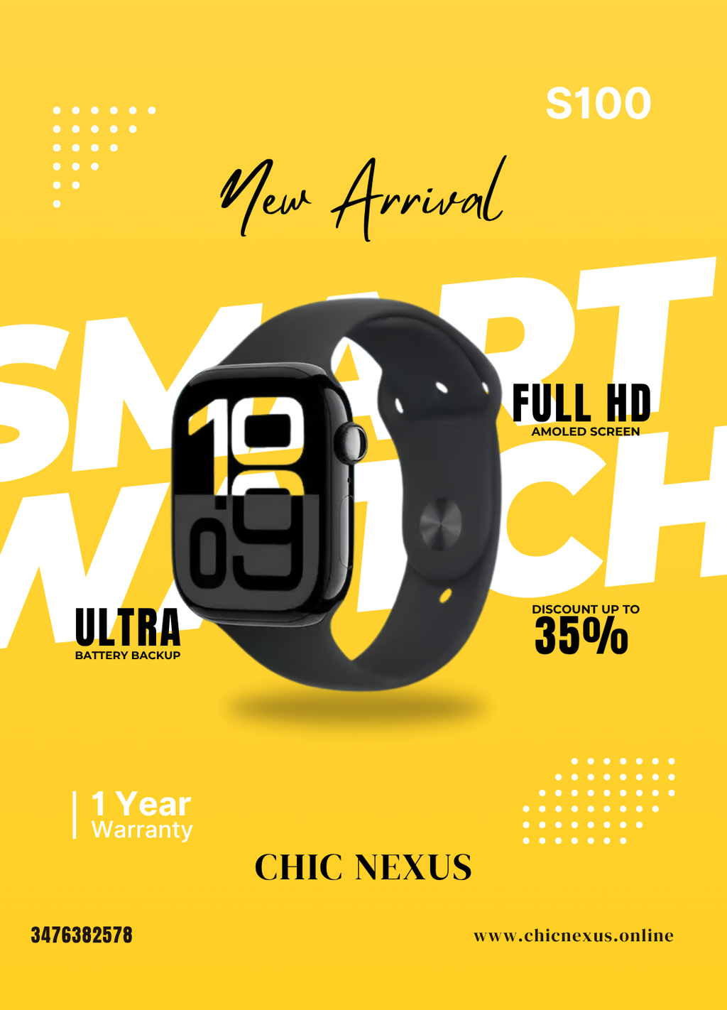 S1000 Smart Watch – Bluetooth Fitness Tracker with Heart Rate & Sports Modes