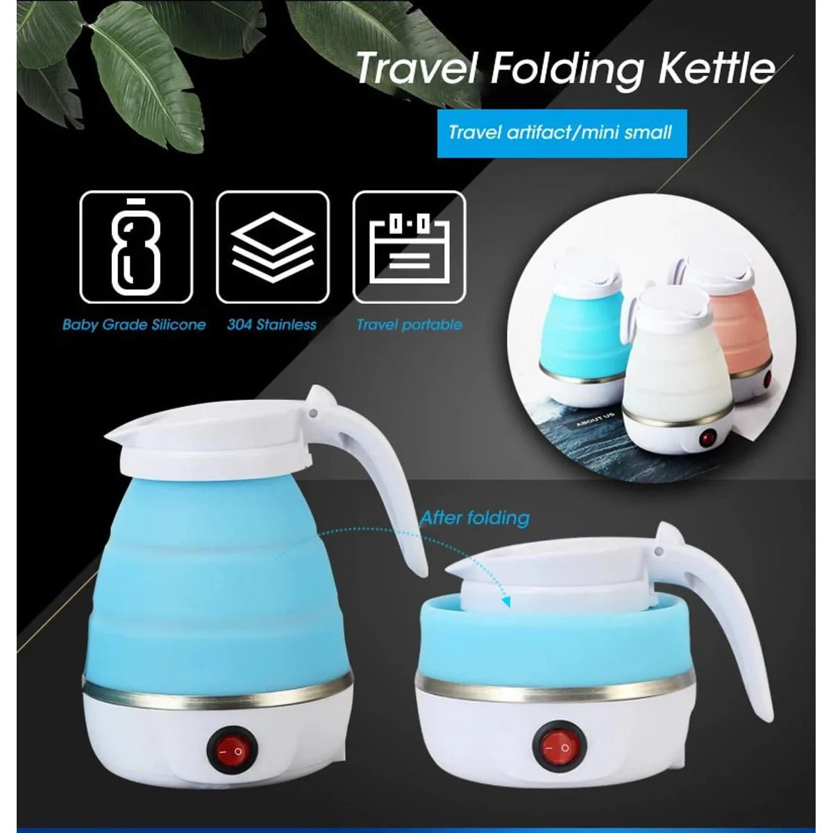 Travel Folding Electric Kettle – Portable Silicone Hot Water Boiler