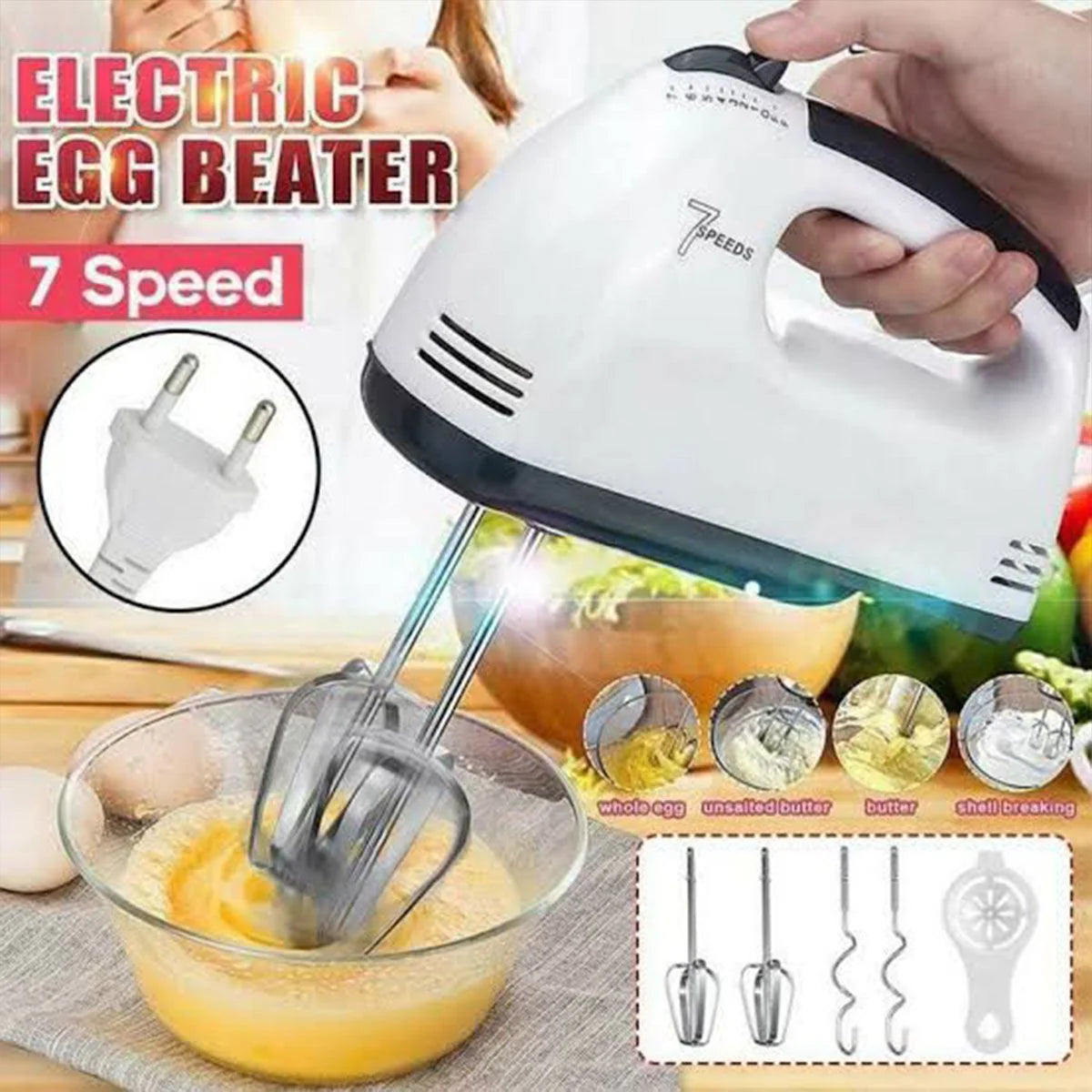 Super 7-Speed Hand Mixer – Powerful Electric Kitchen Beater