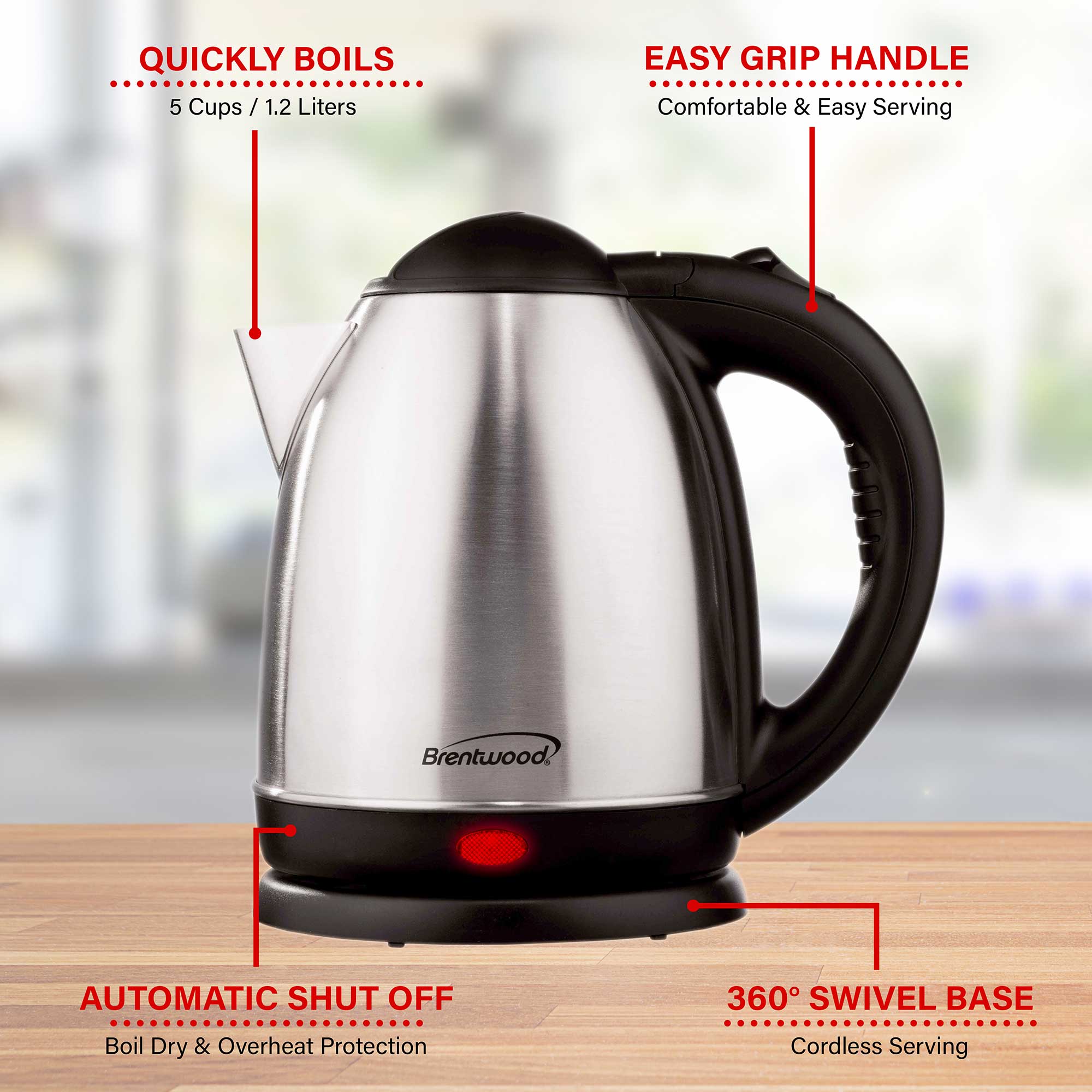 Stainless Steel Electric Kettle – Fast Boil Water Heater 1.8L